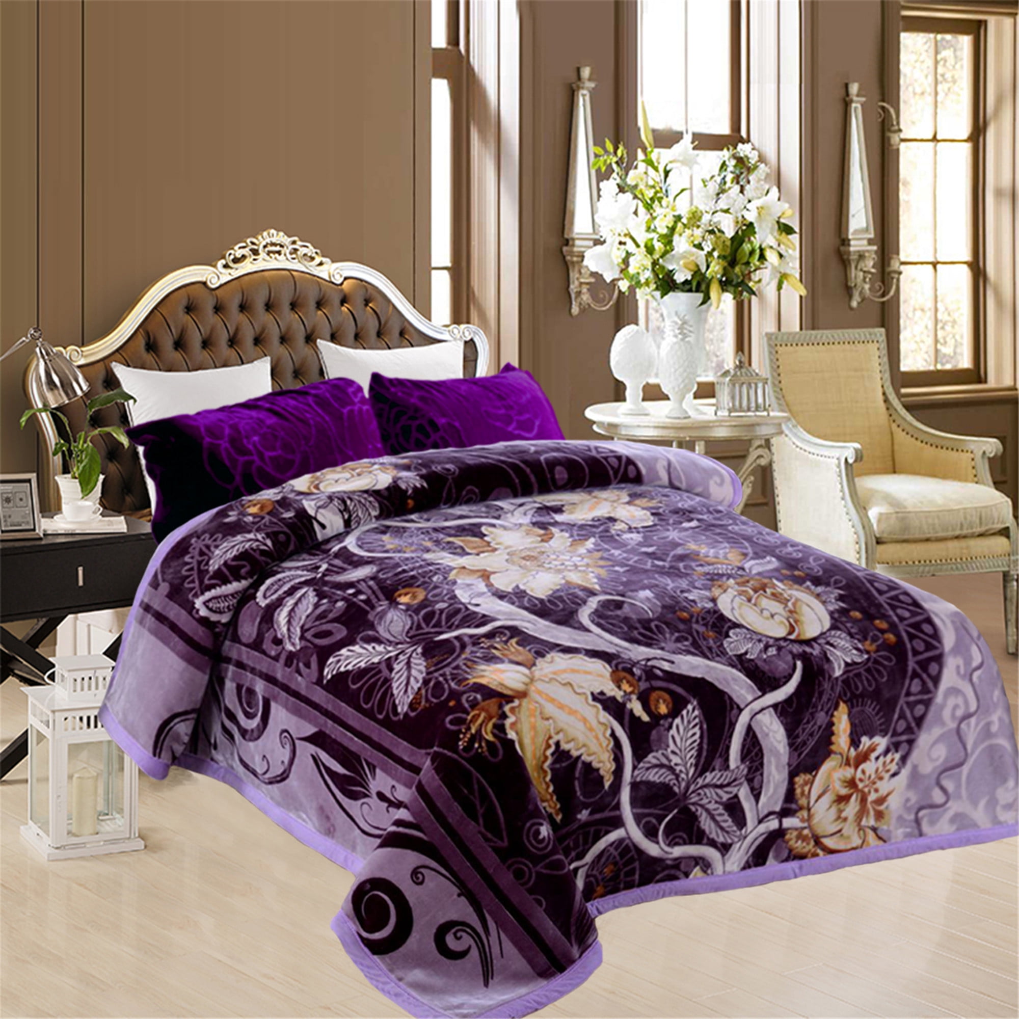 Super Soft Plush Mink Bed Blanket 2 Ply Printed Fleece Blanket King 85 X93 Walmart Com Walmart Com