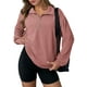 thumbnail image 1 of Sudadera Dokotoo para mujer, punto gofrado, solapa, media cremallera, rosa, 1 of 6