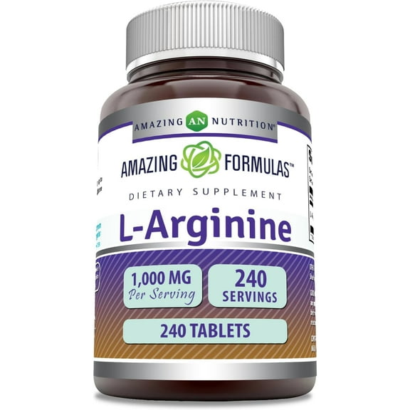 Amazing Formulas L-Arginine 1000mg Per Serving 240 Tablets Supplement | Amino Acid Supplement for Women & Men | Non-GMO | Gluten Free | Made in USA