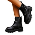 thumbnail image 5 of Gyexs Womens Leather Lace Up Platform Ankle Boots with Double Side Zipper Classic Round Toe Chunky Heel Mid Calf Booties Black Size 5.5, 5 of 9