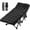 Black Gray W/Pearl Cotton Mat, variant on ABORON Folding Camping Cot for Adults & Kids, Folding Guest Bed Cots,Sleeping Cot Folding Bed with 2 Sided Mattress & Carry Bag
