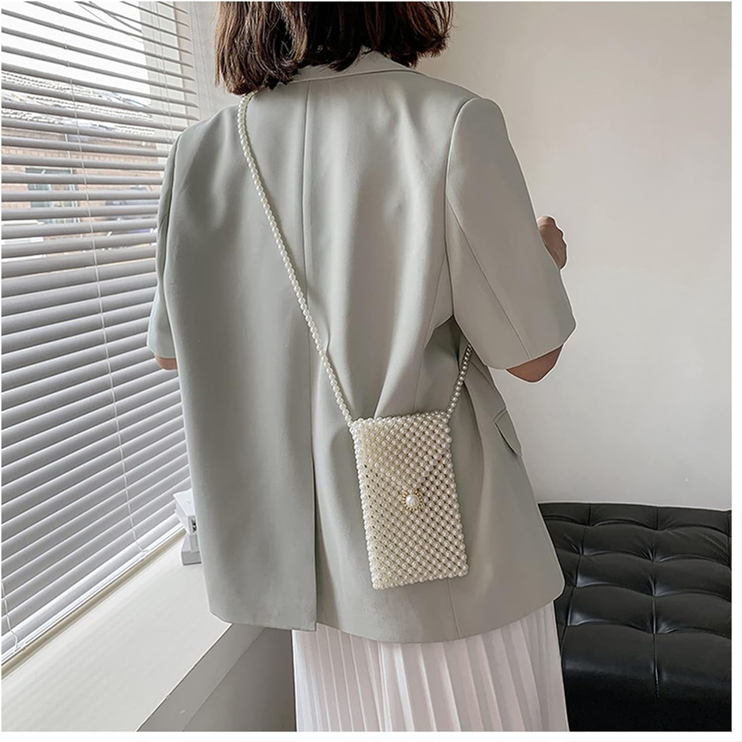 CAILDANL Luxury Pearl Bag Chain Bag Purse Shoulder Bag for Women,Artificial Pearl Clutch Crossbody Beaded Evening Bag for Party