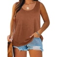 thumbnail image 1 of Craaazy Womens Plus Size Solid Color Crew-Neck Sleeveless Tank Top Loose Fit Workout Vacation Comfy Tops Gifts, 1 of 8