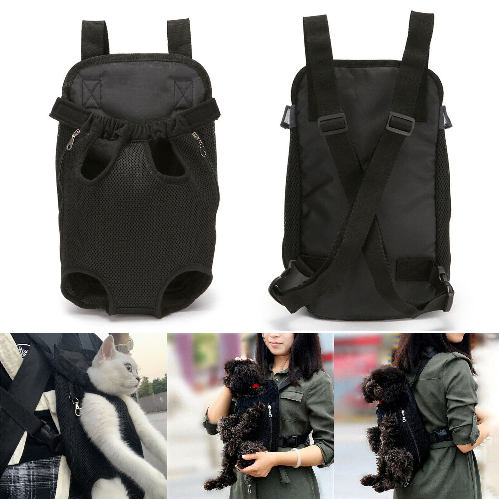 BORKE Pet Cat Puppy Dog Carrier Front Pack Hiking Backpack Head Legs