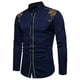 thumbnail image 2 of Hombres Casual Slim Fit manga larga botón abajo camisas de vestir Tops con bordado Pompotops oipoqjl25927, 2 of 4