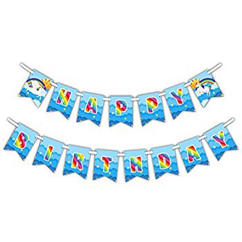 Rainbow Unicorn Pegasus Happy Birthday Party Banner Decoration Includes 23ft Ribbon Walmart Com Walmart Com