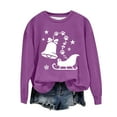 thumbnail image 2 of Visit the JURANMO Store Lightweight Pullover Tops for Women Christmas Novelty Graphic Long Sleeve Round Neck Sweatshirts Loose Fit Fall Fashion Sweatshirt Xmas Gifts Purple S, 2 of 3