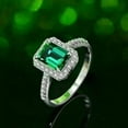 thumbnail image 2 of 3Ct Emerald Cut Lab-Created Green Emerald Halo Engagement Ring 14K White Gold Plated For Gift, 2 of 3