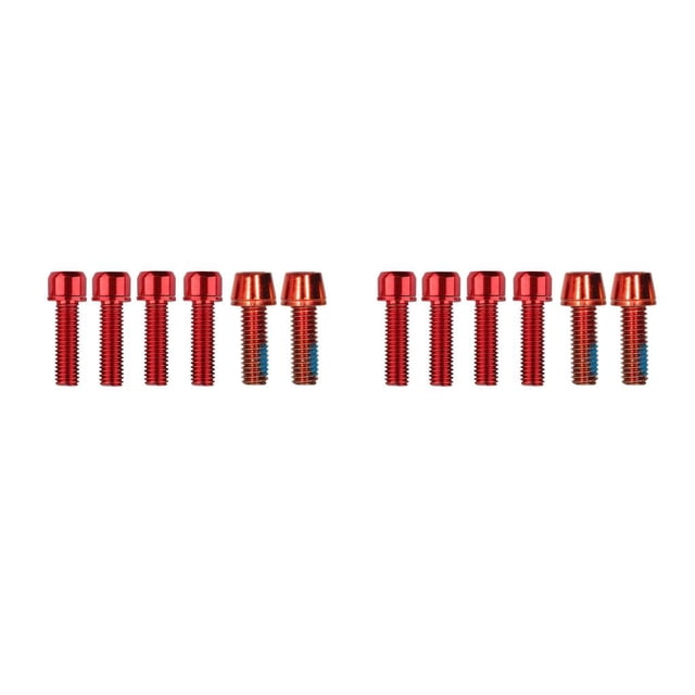 fastboy Lot de 6 Vis de Potence de Vélo en Acier Inoxydable Montage Hexagonal avec Accessoires de Rondelle Rouge M5x4+M6x2 2Ensemble
