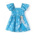 thumbnail image 1 of Vestido Disney Frozen Elsa para niña pequeña azul verdoso con copos de nieve, 1 of 7