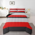 thumbnail image 1 of Erosebridal Geometric Stripes Comforter Sets Queen Size,Grey Red Bedding Queen Comforter Set,Abstract Artwork Bedding Sets Queen with Comforter,Breathable Lines Room Decoration,Reversible,3 Pieces, 1 of 8