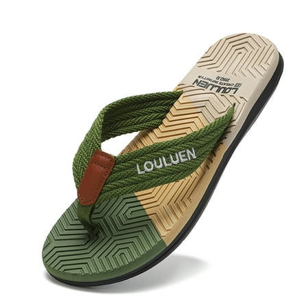 

MIZOK Mens Flip Flops Beach Sandals Lightweight EVA Sole Outdoor Comfort Thong Slippers Green 7-8