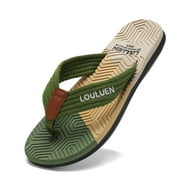 MIZOK Mens Flip Flops Beach Sandals Lightweight EVA Sole Outdoor Comfort Thong Slippers Green 8.5-9.5