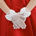thumbnail image 2 of Useful Elegant Bow Knot Holiday Princess Birthday Party Gloves Etiquette Dress Gloves Children's Wedding Gloves Short Lace Mesh Gloves PINK, 2 of 7