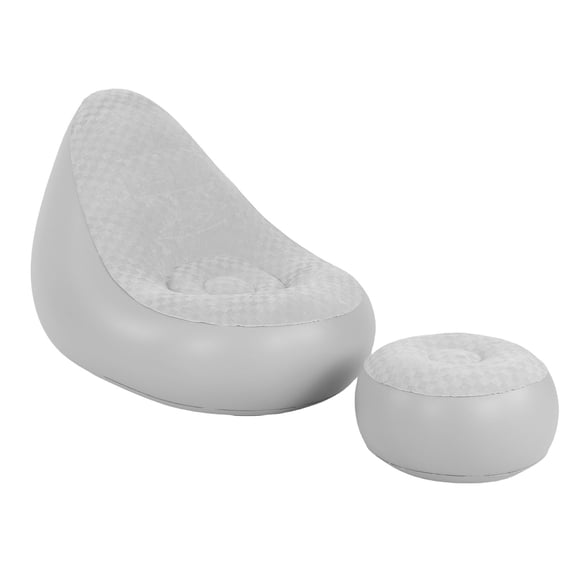 Inflatable Lounge Inflatable Sofa Chair Inflatable Lounge With Footstool PVC Flocking Water Proof Folding Blow Up Couch Inflatable Sofa Chair For Home Camping Grey