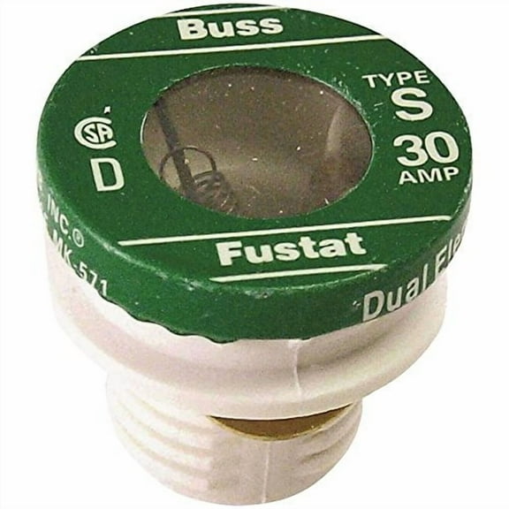 Eaton Bussmann S-30 (S30), 30Amp (30A) 125V Slow Blow Dual Element Plug Fuse