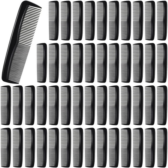 50 Pcs Pocket Combs for Men 5 Inch Cutting with Wide and Fine Teeth Plastic Professional Barber Haircut Small Anti Static Combs for Women Grooming Accessories for Beard(Black)