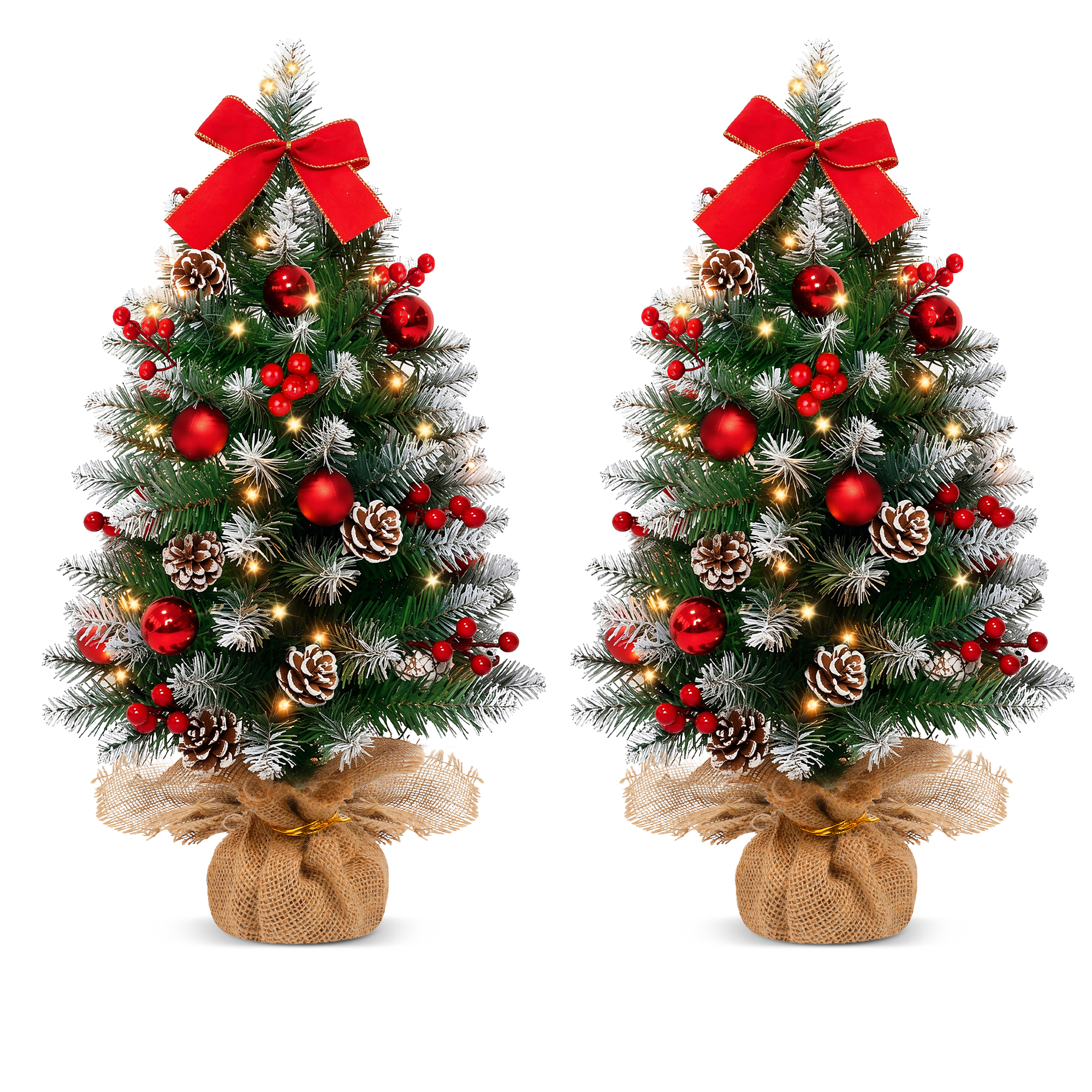 Yexmas 2-Pack 24-Inch Pre-Lit Mini Tabletop Christmas Trees photo 1
