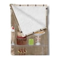 thumbnail image 2 of Dessert Soft Flannel Fleece Throw Blanket, Illustration of Bakery Shop Window Displaying Apple Pies Milkshakes Cakes, Cozy Plush for Indoor and Outdoor Use, 70" x 90", Multicolor, by Ambesonne, 2 of 5
