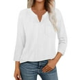 thumbnail image 3 of Comdrip Cotton Muslin Shirt Women! Cotton Linen Shirts for Women Summer Button Down Tops 3/4 Length Sleeve Casual Blouses Oversized Tshirts 2025 Gauze Shirts for Women White 2XL, 3 of 10