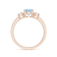 thumbnail image 2 of ANGARA Natural Classic Aquamarine and Diamond Three Stone Engagement Ring in 14K Rose Gold for Women (Size-6mm) | March Birthstone, Anniversary, Jewelry Gift for Women | Natural Aquamarine Ring, 2 of 12