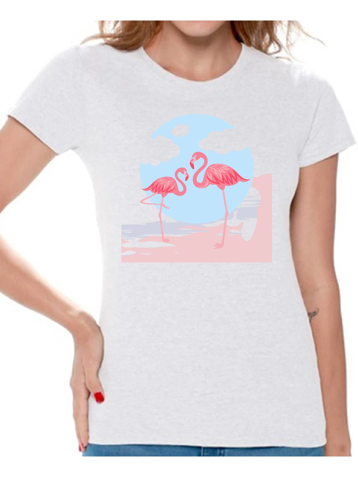 Awkward Styles Two Flamingos Womens TShirt Pink Flamingo Tshirt for