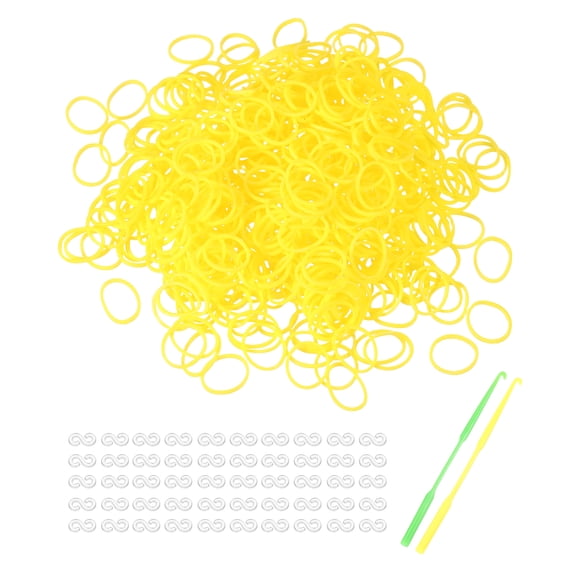 Uxcell 1200 Pcs Loom Rubber Bands Kit with 50 Pcs S-Clips 2-Hooks Rubber Bands Refill Bracelet Making Kits for Weaving DIY Handcrafts Gift, Yellow