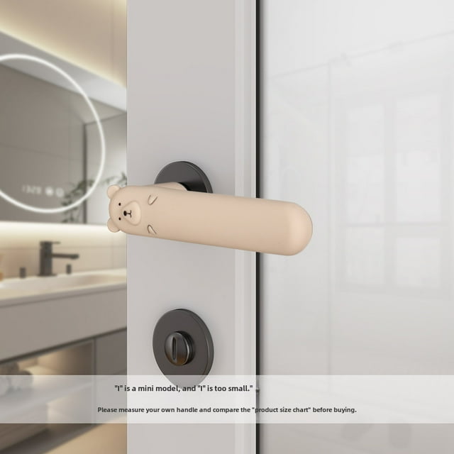 Housse de Poignée de Porte Compacte en Silicone Épais - Design de Dessin Animé pour Salle de Bain, Fenêtres et Poignées Intérieures, Manchon de Protection Résistant aux Impacts, 1 Pce, Couleur Beige