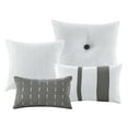 thumbnail image 4 of 7-Piece Decker Comforter Set Bedding|Square Stripe Embroidery Pleated|White Gray Silver|Queen Size, 4 of 5