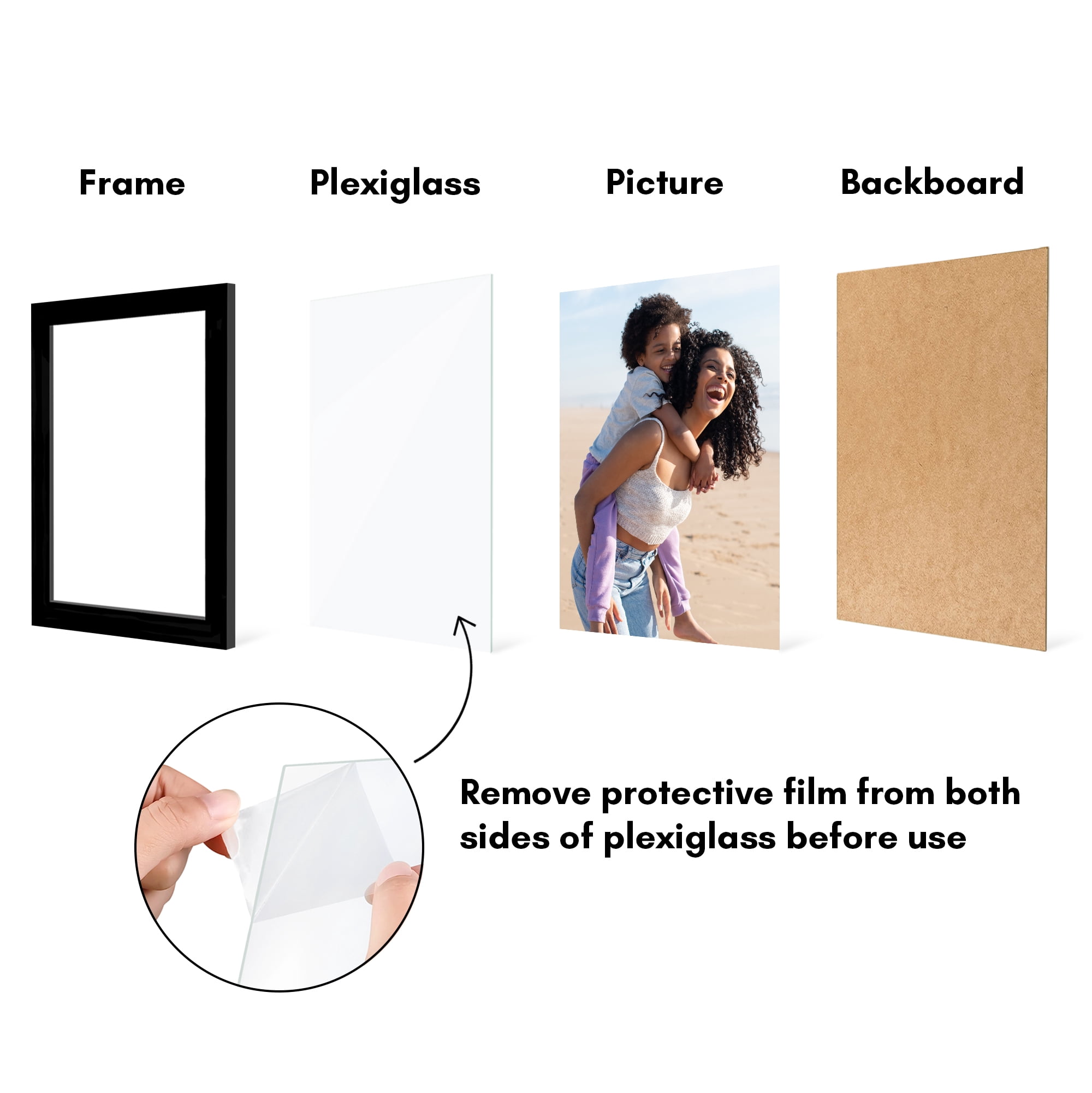 Americanflat 8x11 Picture Frame with Polished Plexiglass 5 Pack Galleria Collection Frames Tabletop - Black