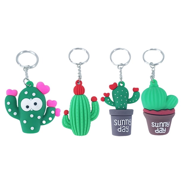 4 llaveros con forma de cactus para bolso, accesorio para llave de coche (estilo aleatorio)