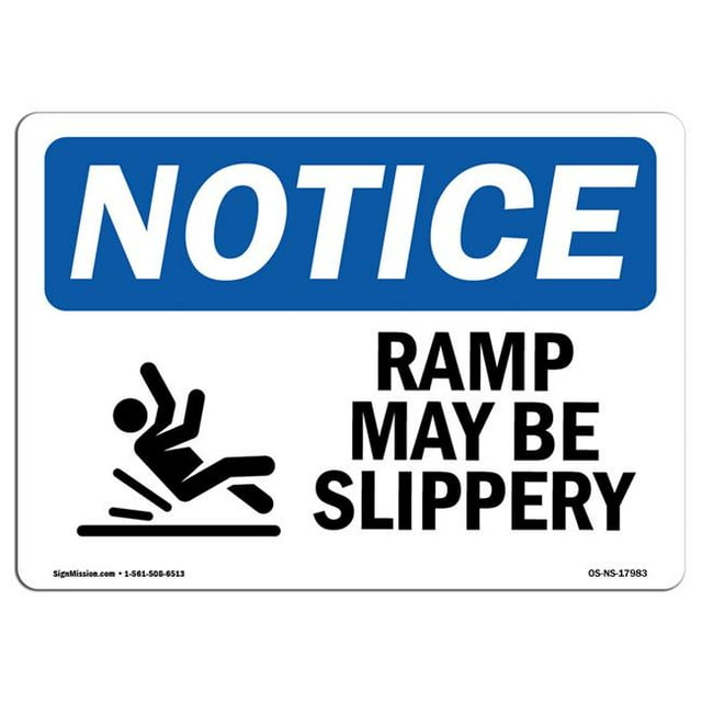 SignMission OS-NS-D-710-L-17983 Panneau de Signalisation OSHA - Rampe Peut Être Signe Glissant avec Symbole