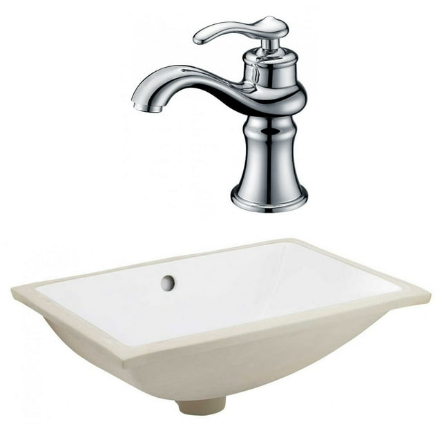 20.75-in. W CSA Rectangle Bathroom Undermount Sink Set In White - Chrome Hardware AI-23093