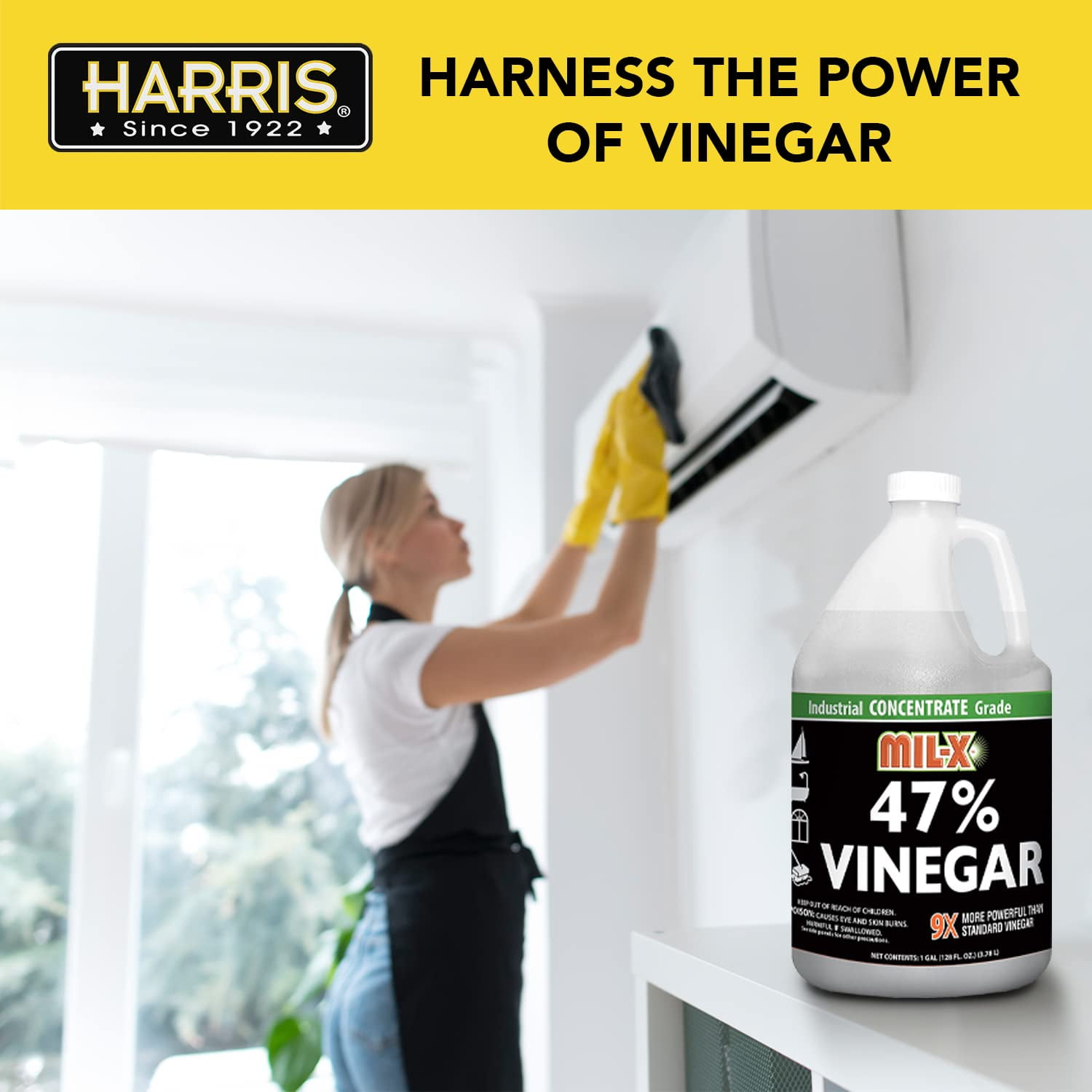 Harris Cleaning Vinegar Extra Strength - 47% Industrial Grade Concentrate - 128 Fl Oz