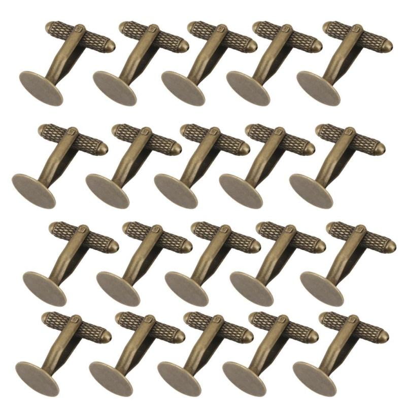 20Pcs Flat Round Cuff Links Blanks Cufflinks Backs for Crafts 12mm Antique Bronze