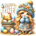 thumbnail image 1 of Pintura de diamante 5D Wdftyju DIY taladro redondo completo Pascua linda chica 30x30cm, 1 of 9