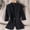 Black#1, variant on Rollbacks & More GaThRRgYP Winter Clothing for Women,Women's Fashion Casual Solid Color Pocket Turndown Collar 3/4 Sleeve Blouse Blazer Beige M