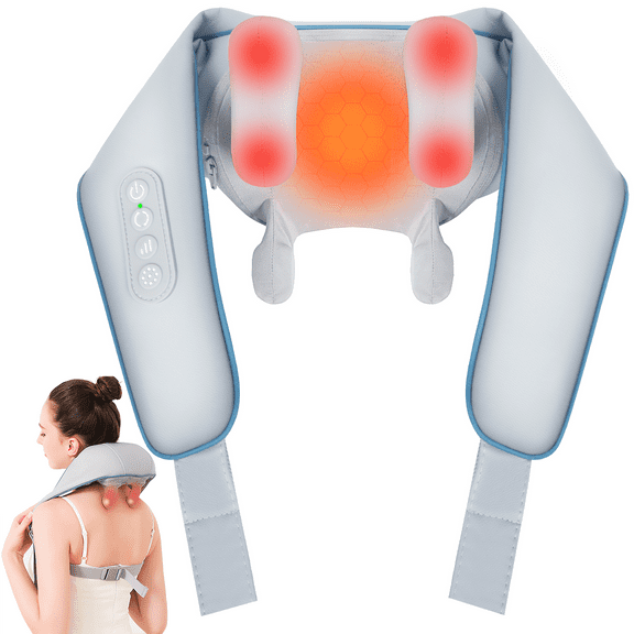 Cshidworld Back Shoulder and Neck Massager for Pain Relief Deep Tissue, Electric Massager with Heat, Neck, Back, Shoulder, Trapezius Muscle Relaxation Massage Pillow, Great Gift for Family