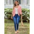 thumbnail image 5 of Women'S Cardigan Tops Three-Quarter Sleeves Solid Color Casual Small Jacket Female Pink L, 5 of 9