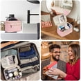 thumbnail image 6 of Travel Makeup Bag, Portable Cosmetic Bags Make Up Organizer for Women with Handle, Men Toiletry bag for Brushes, PU Leather, for Gift, Pink, 6 of 7