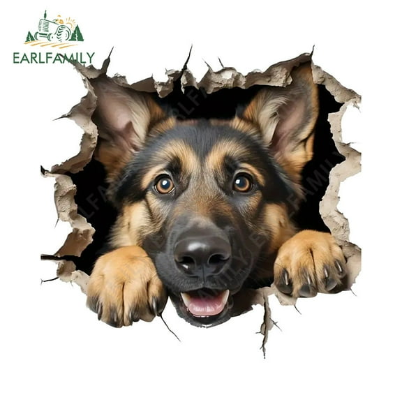 EARLFAMILY 5.1 Inch Cute Shepherd Dog Tear Car Sticker Occlusion Scratch Caravan Rearview Mirror Decal Personality Waterproof Car Styling