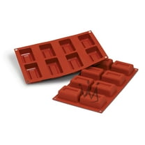 Silikomart Professional Flexible Silicone Bakeware: Ingot 2.4 Oz, 2.93" x 1.87" x 1.1" High, 8 Cavities