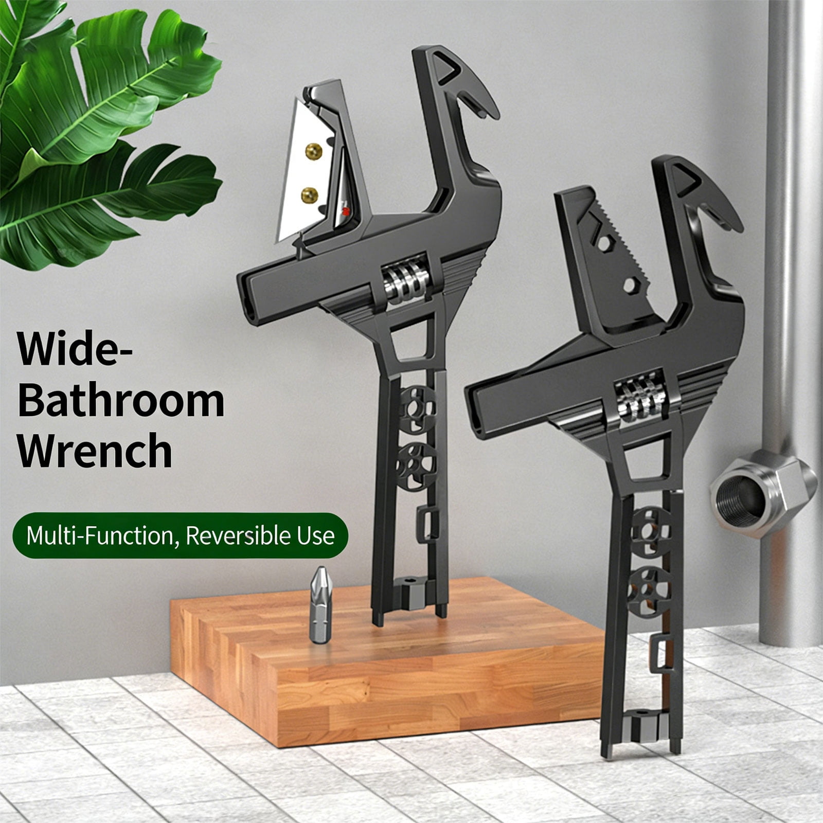 10 in 1 Multifunctional Large Open End Adjustable Wrench for Narrow Space Pipe Maintenance for Bathroom Repair