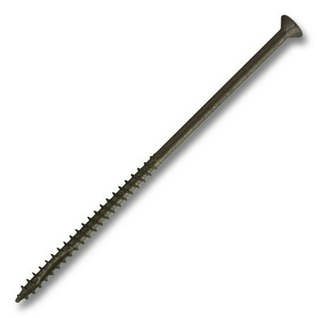 #10 x 5 in. Ultra Guard Square Drive Flat-Head Coarse Thread with Nibs Double Auger Wood Deck Screws (100 per (Best Deck Screws For Pressure Treated Wood)