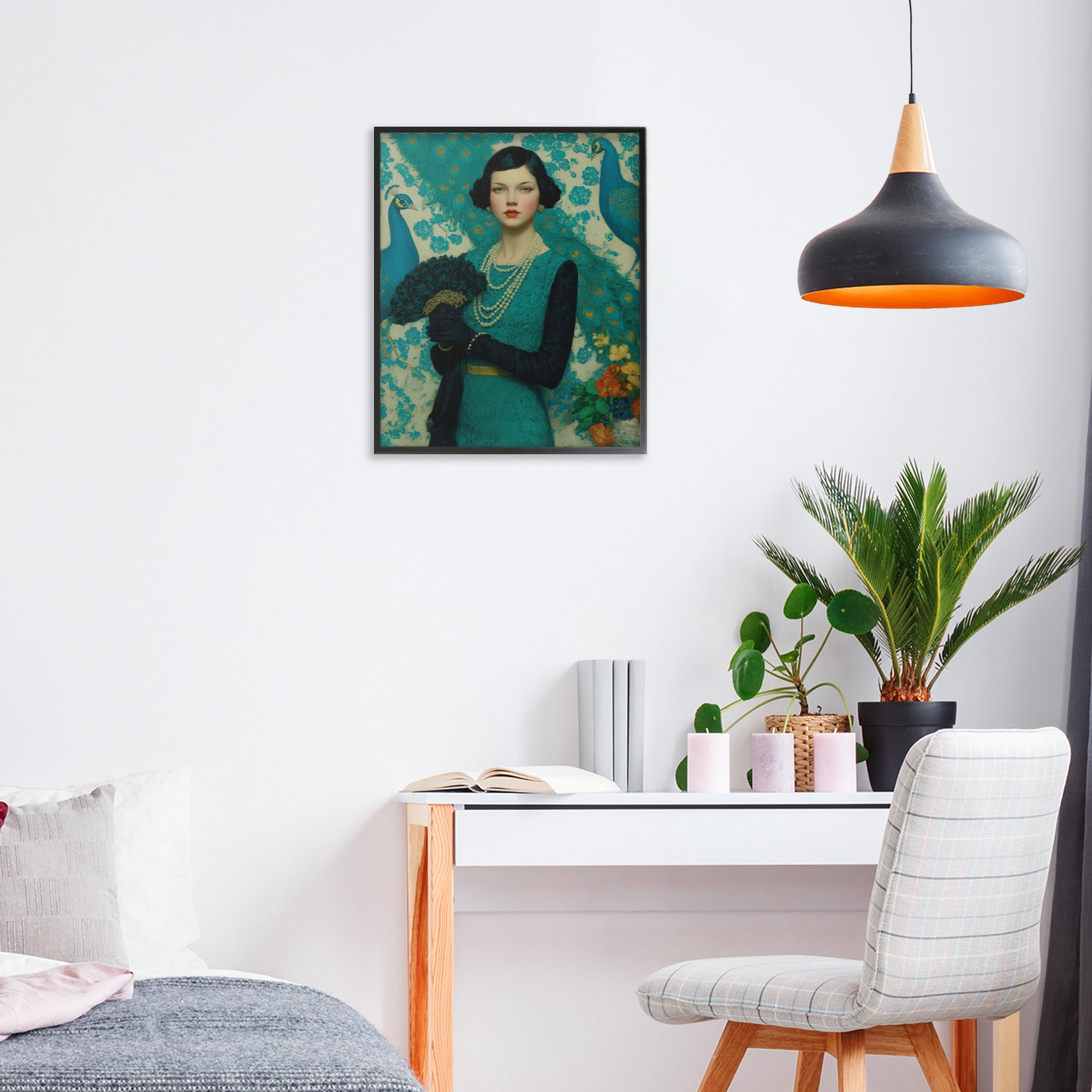 Stupell Industries Vintage Peacock Poise Black Framed Giclee Art, design by A Barefoot Stylist