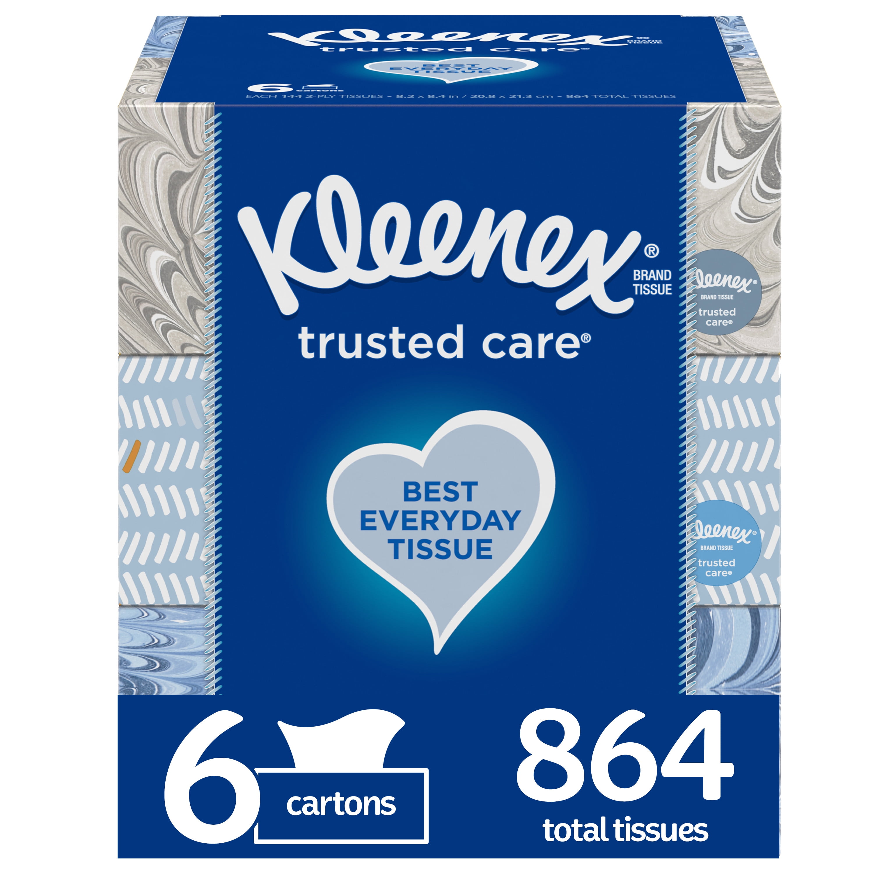 576 Total Tissues 4 Flat Boxes Kleenex Everyday Trusted Care Facial Tissues 