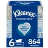 Kleenex Trusted Care Everyday Facial Tissues, 6 Flat Boxes, 144 White Tissues per Box, 2-Ply (864 Total)