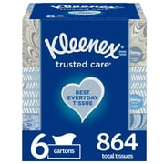 Kleenex Trusted Care Everyday Facial Tissues, 6 Flat Boxes (864 Total Tissues)