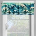 thumbnail image 4 of Ambesonne Nautical Window Valance, Cyan Art Japan Waves Print, 54" X 18", Seafoam Turquoise Ivory, 4 of 5