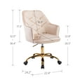 thumbnail image 5 of Home Vanity Chair, Modern Upholstered Accent Chair, Velvet Fabric, Swivel Office Chair, Beige, D2899, 5 of 10